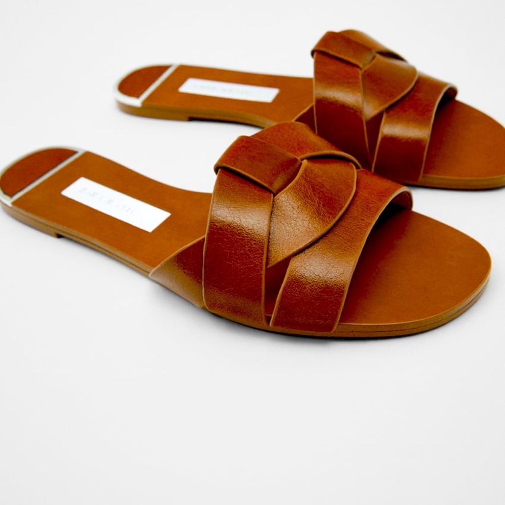 COPY - Zara Crossed Leather Slides